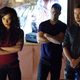 Hannah John-Kamen, Luke Macfarlane, and Aaron Ashmore in Killjoys (Image: Syfy)